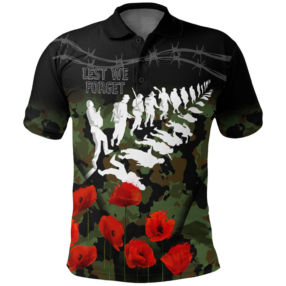 Vibe Hoodie Clothing - New Zealand ANZAC Lest We Forget Poppy Camo Polo Shirt - Vibe Hoodie Shop