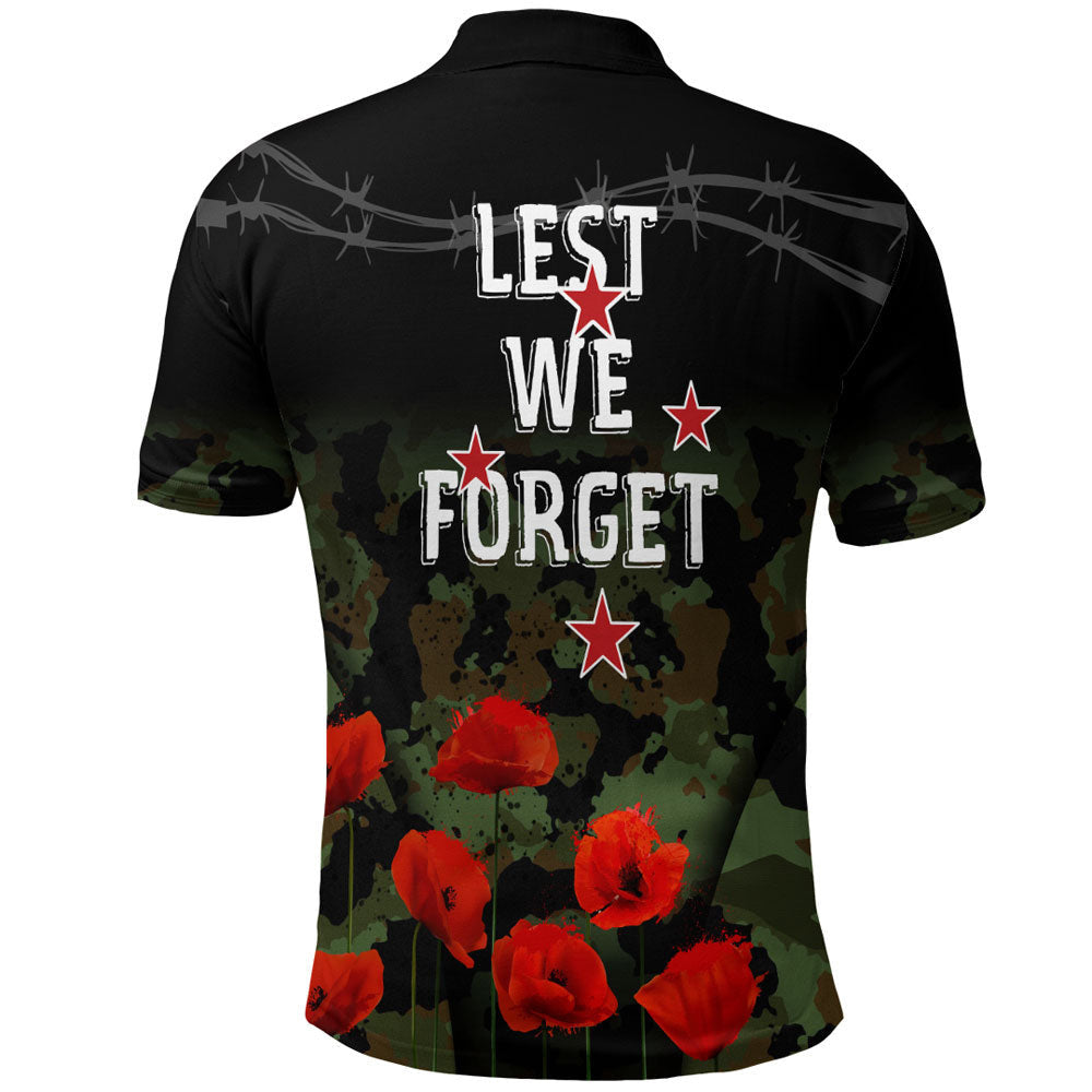 Vibe Hoodie Clothing - New Zealand ANZAC Lest We Forget Poppy Camo Polo Shirt - Vibe Hoodie Shop