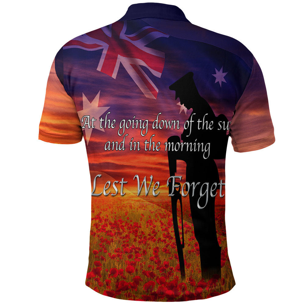 Vibe Hoodie Clothing - Australia Lest We Forget Light Horse Silhouette Polo Shirt - Vibe Hoodie Shop