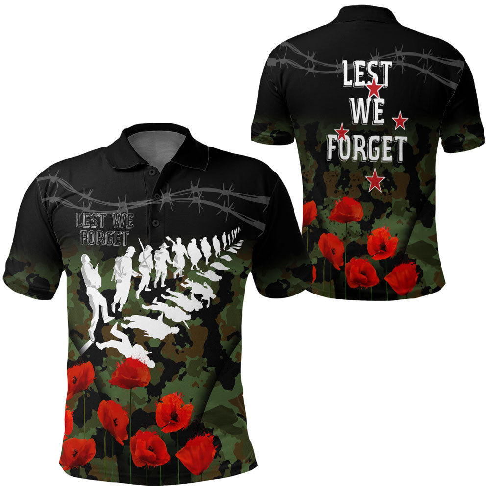 Vibe Hoodie Clothing - New Zealand ANZAC Lest We Forget Poppy Camo Polo Shirt - Vibe Hoodie Shop