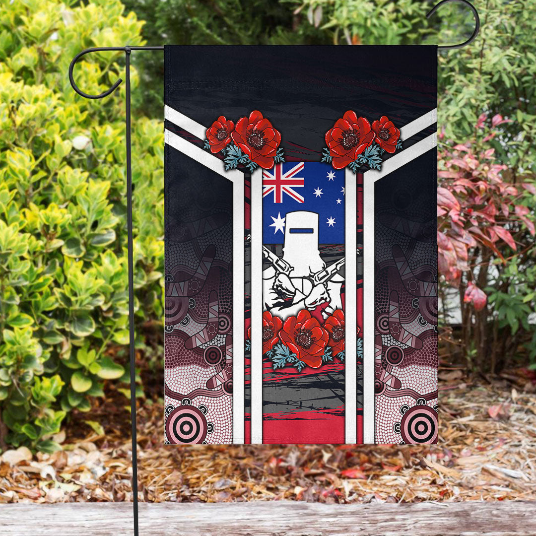 Vibe Hoodie Flag - Australia ANZAC Day Poppy Aboriginal Pattern Flag - Vibe Hoodie Shop