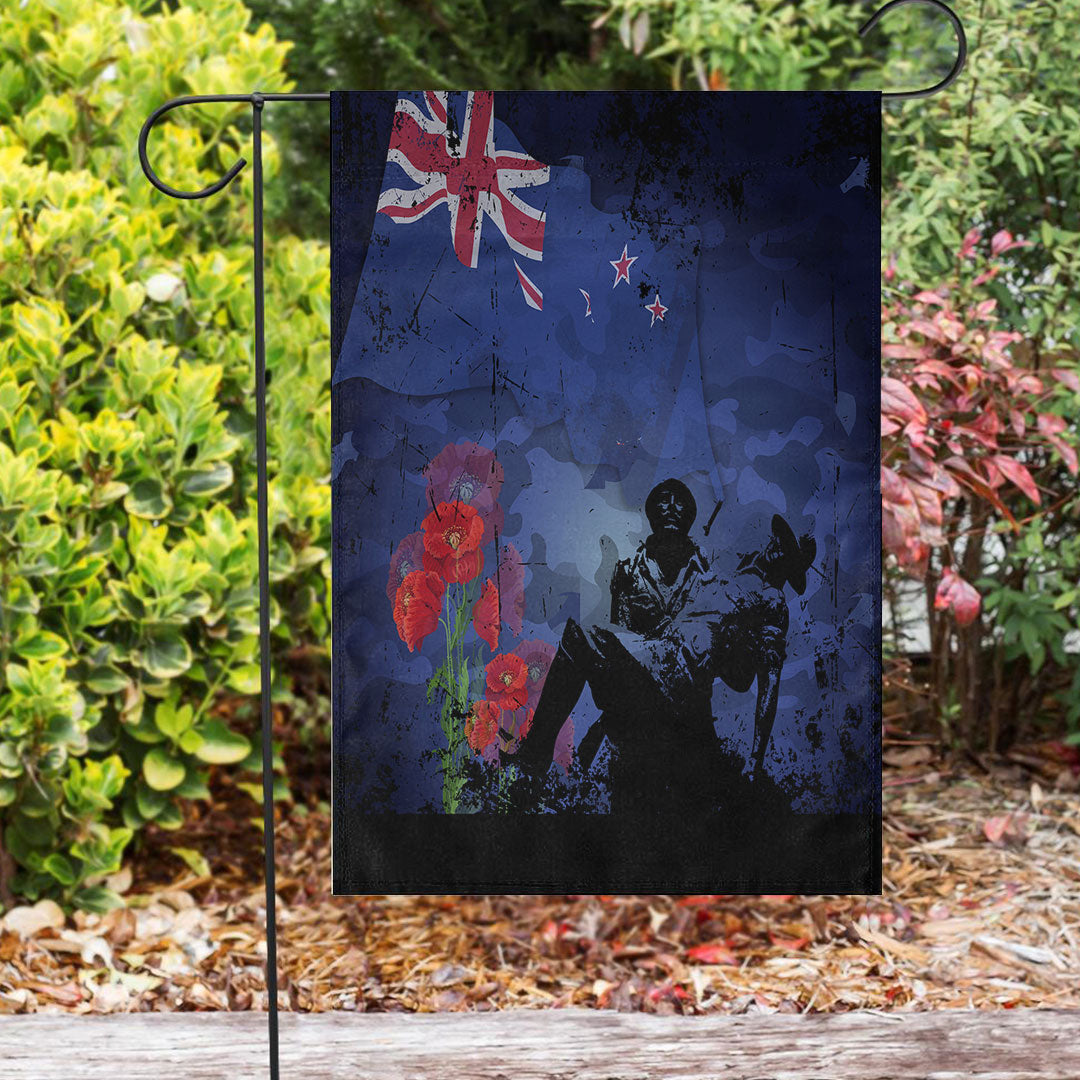 Vibe Hoodie Flag - New Zealand ANZAC Day Soldier and Poppy Camouflage Flag - Vibe Hoodie Shop