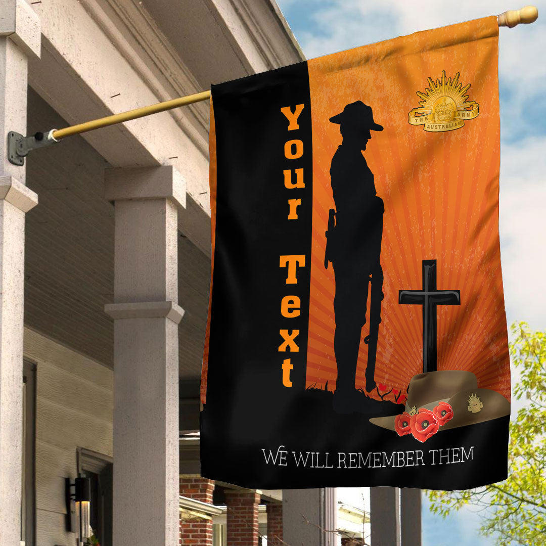 Vibe Hoodie Flag - (Custom) ANZAC Day Lest We Forget Soldier Standing Guard Flag - Vibe Hoodie Shop