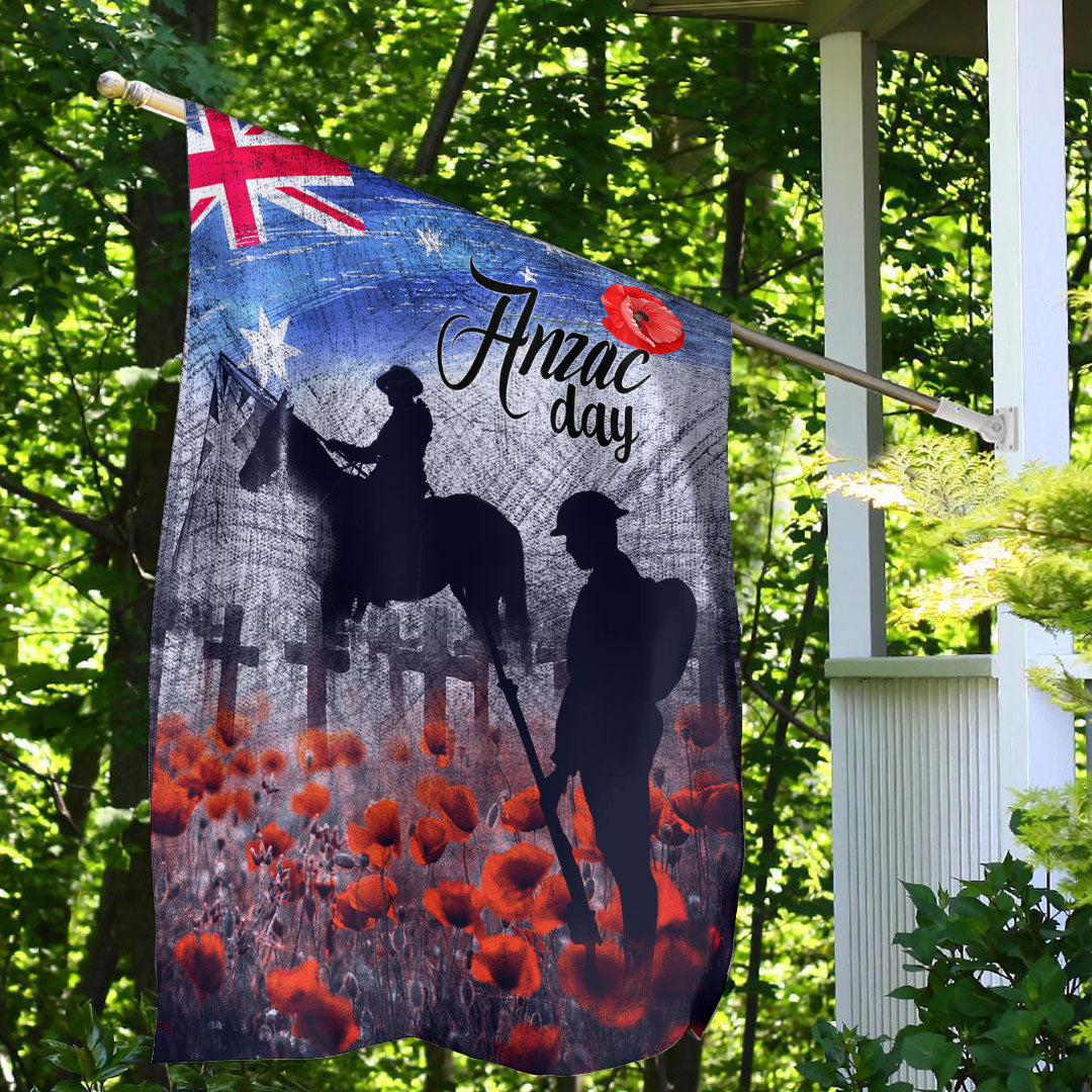 Vibe Hoodie Flag - ANZAC Day Lest We Forget Vintage Poppies Flag - Vibe Hoodie Shop