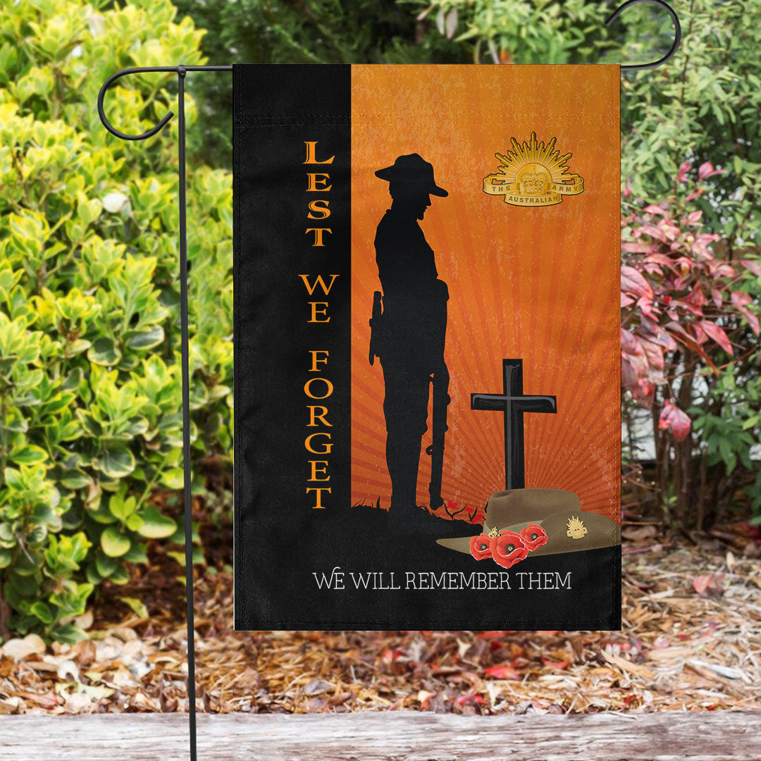 Vibe Hoodie Flag - ANZAC Day Lest We Forget Soldier Standing Guard Flag - Vibe Hoodie Shop