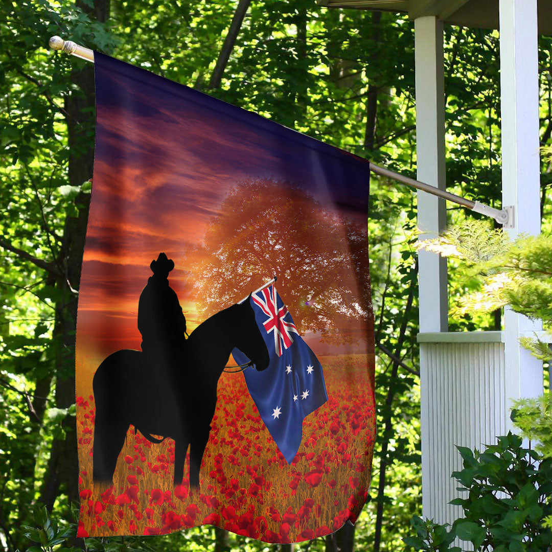 Vibe Hoodie Flag - Australia Lest We Forget Light Horse Silhouette Flag - Vibe Hoodie Shop