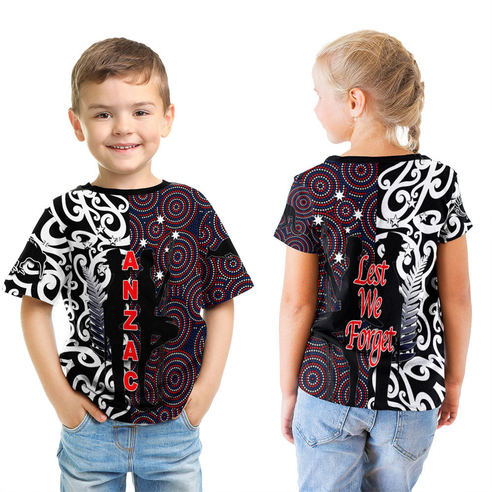 Vibe Hoodie Clothing - ANZAC Day Kangaroo Aboriginal and Kiwi Maori T shirt - Vibe Hoodie Shop