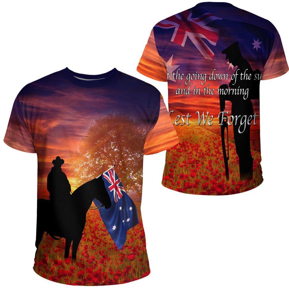 Vibe Hoodie Clothing - Australia Lest We Forget Light Horse Silhouette T shirt - Vibe Hoodie Shop