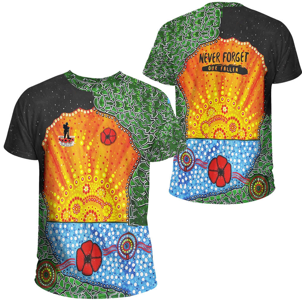 Vibe Hoodie Clothing - Aboriginal Australian ANZAC Day Lest We Forget Poppy T shirt - Vibe Hoodie Shop