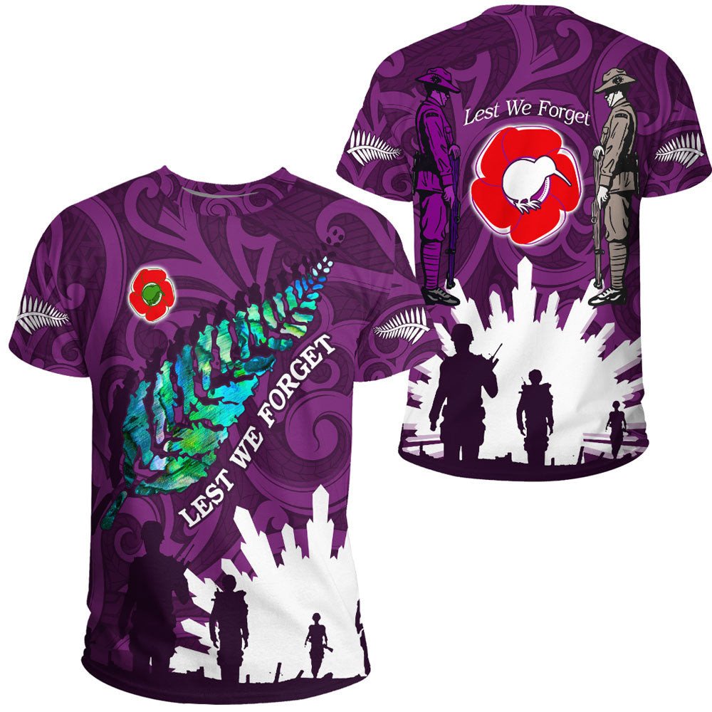 Vibe Hoodie Clothing - New Zealand ANZAC Walking In The Sun Purple T shirt - Vibe Hoodie Shop