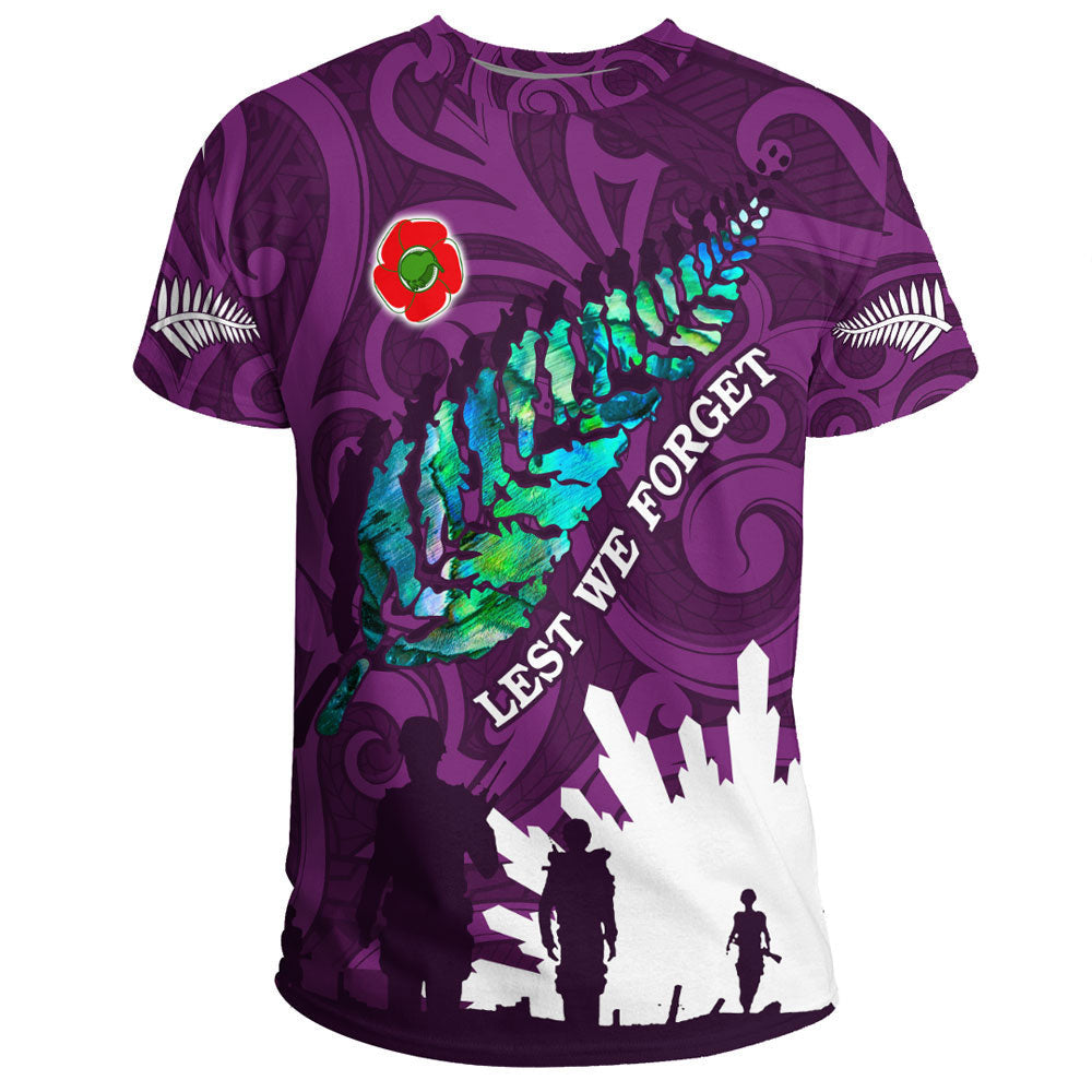 Vibe Hoodie Clothing - New Zealand ANZAC Walking In The Sun Purple T shirt - Vibe Hoodie Shop