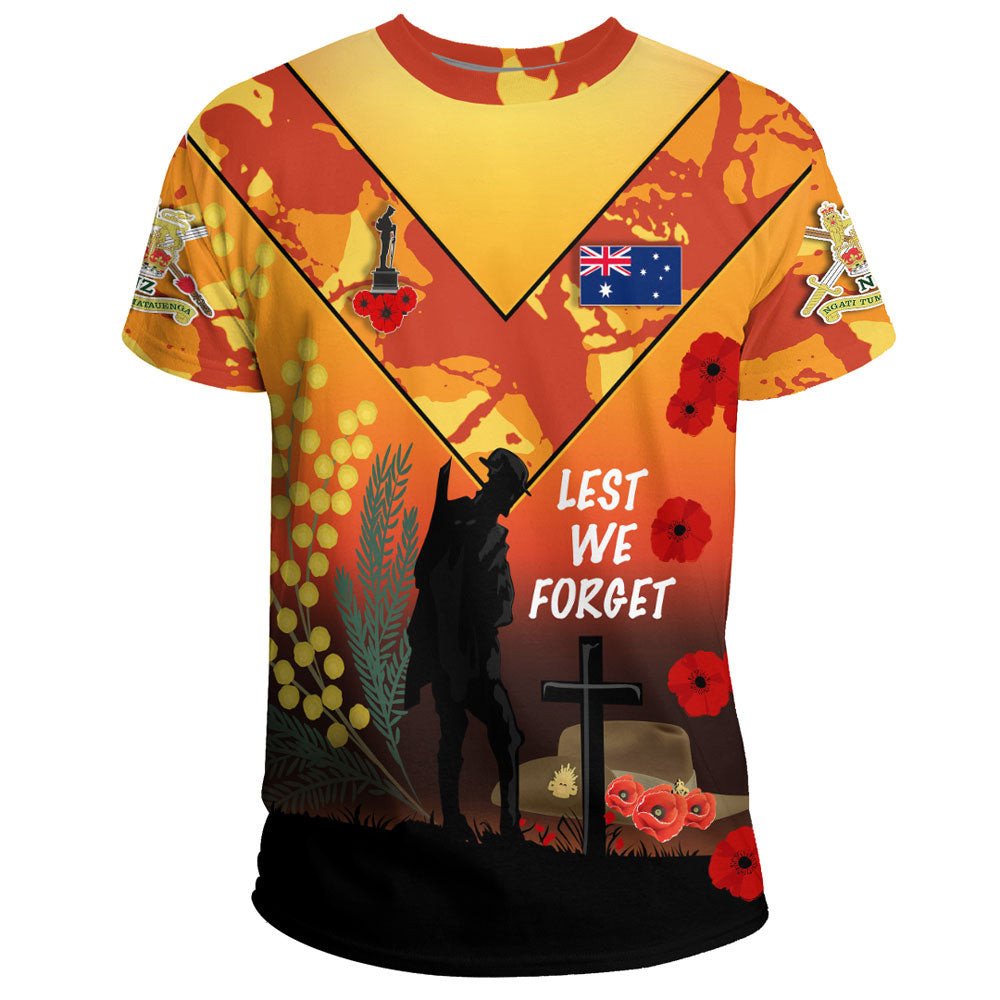 Vibe Hoodie Clothing - (Custom) Australia ANZAC Lest We Forget 2022 - Orange T shirt - Vibe Hoodie Shop