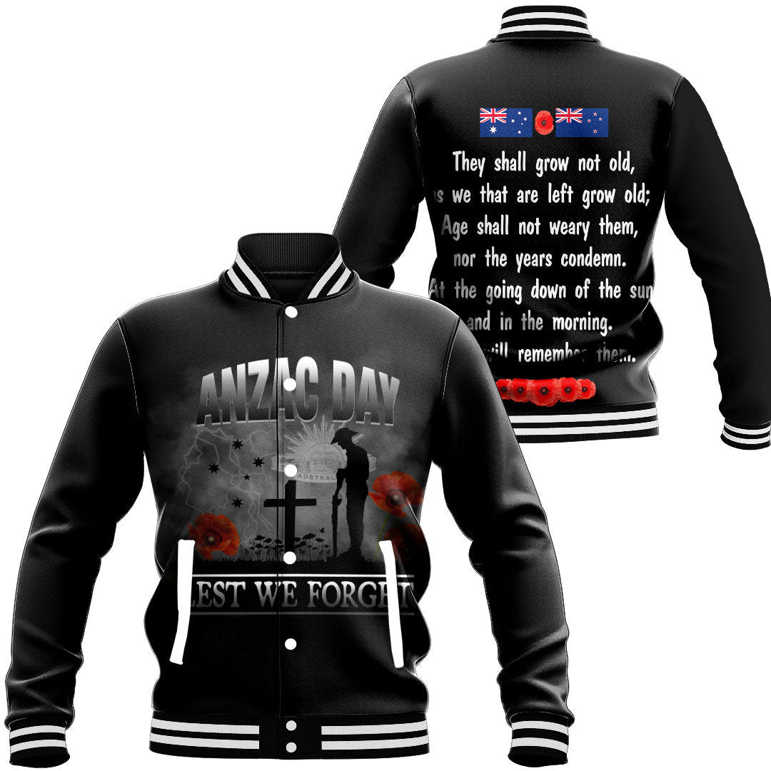 Vibe Hoodie Clothing - ANZAC Day Remember Australia and New Zealand Baseball Jacket - Vibe Hoodie Shop