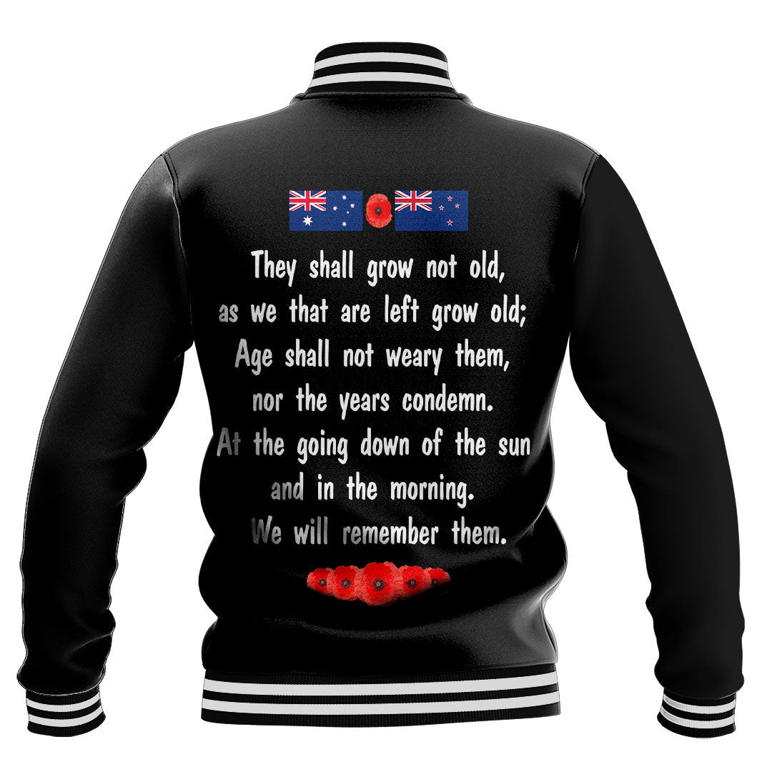 Vibe Hoodie Clothing - ANZAC Day Remember Australia and New Zealand Baseball Jacket - Vibe Hoodie Shop