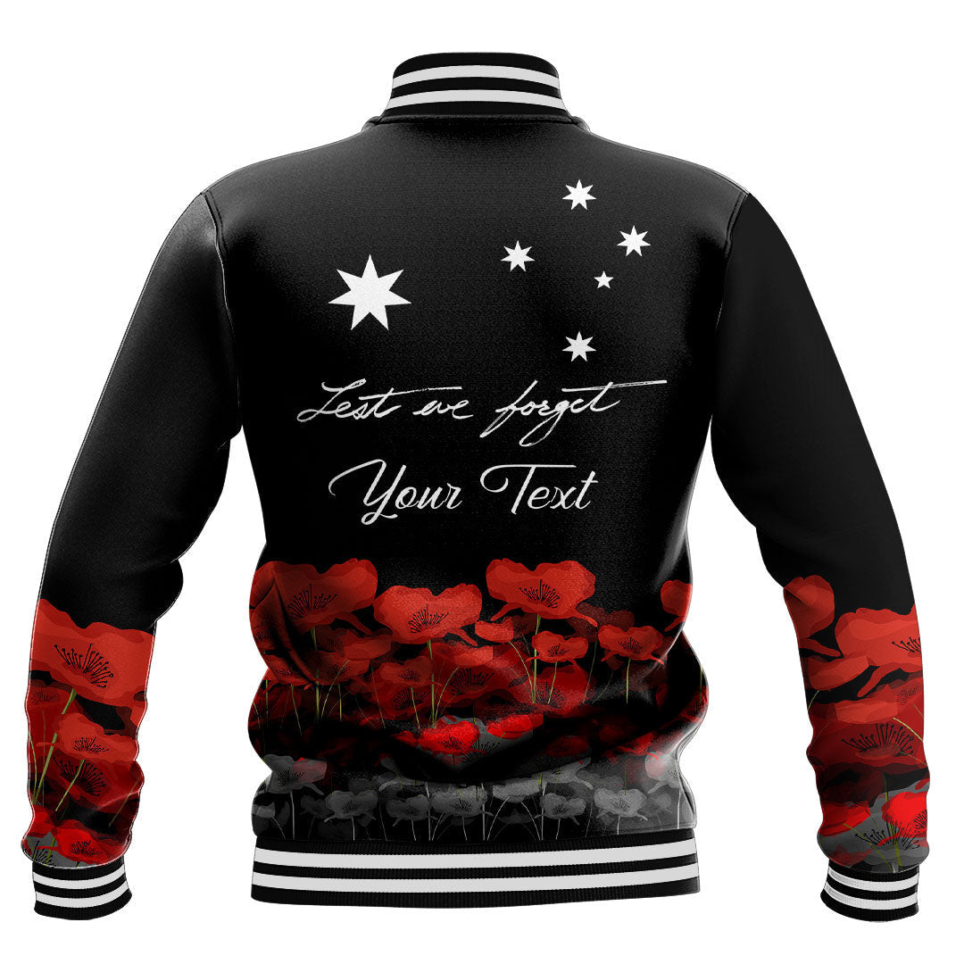 Vibe Hoodie Clothing - (Custom) Australian Military Forces ANZAC Day Lest We Forget Baseball Jacket - Vibe Hoodie Shop