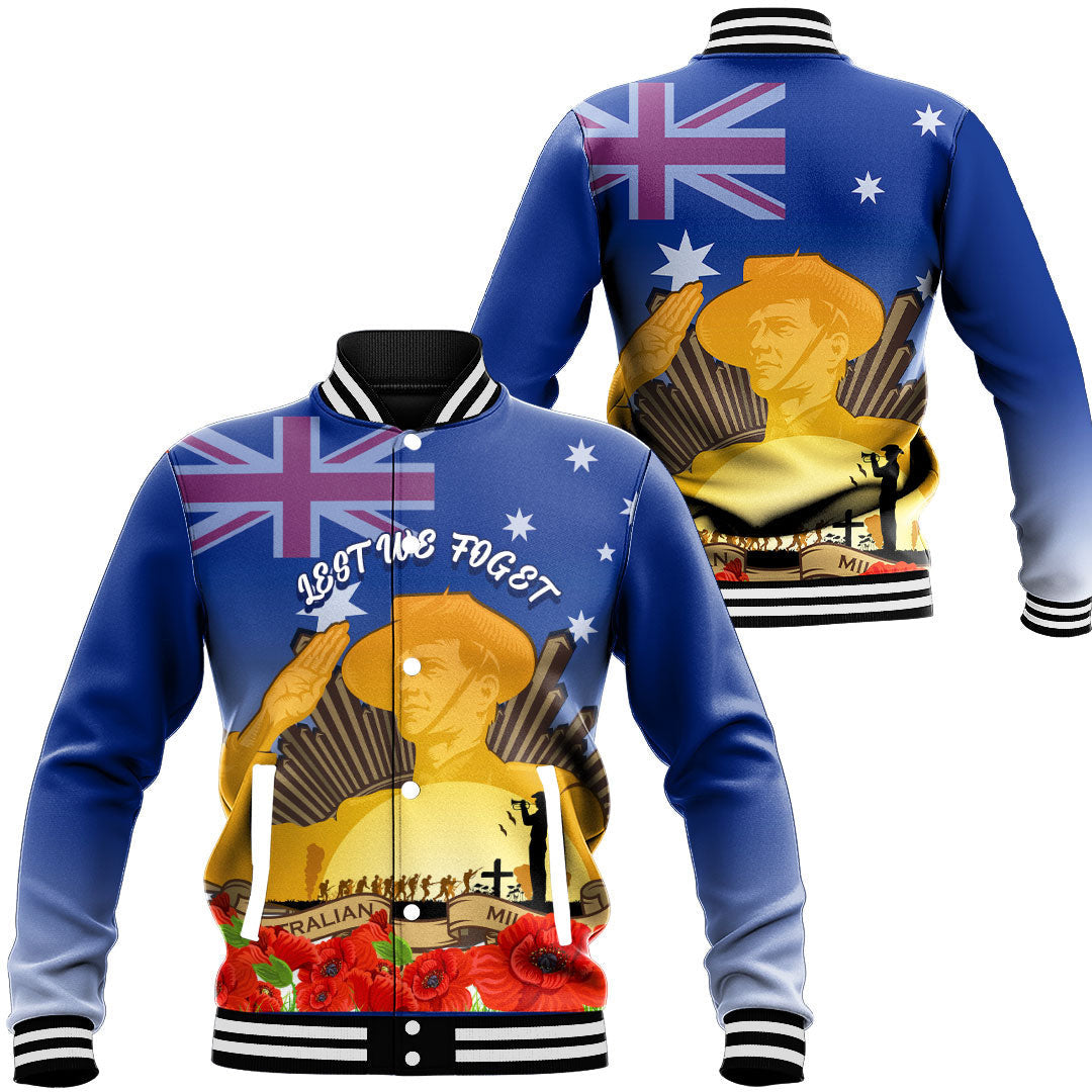 Vibe Hoodie Clothing - Australia ANZAC Day Soldier Salute Baseball Jacket - Vibe Hoodie Shop