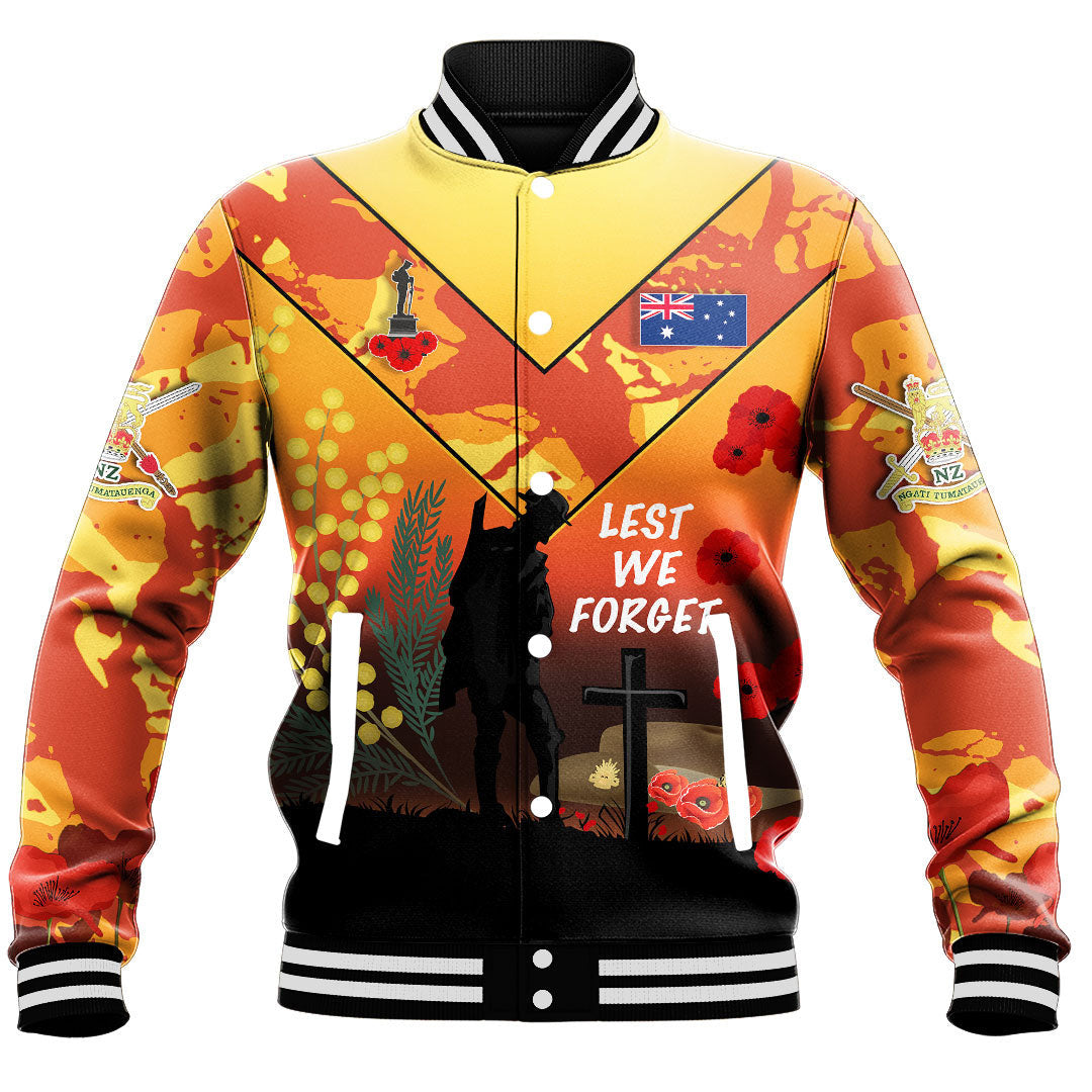 Vibe Hoodie Clothing - Australia ANZAC Lest We Forget 2022 - Orange Baseball Jacket - Vibe Hoodie Shop