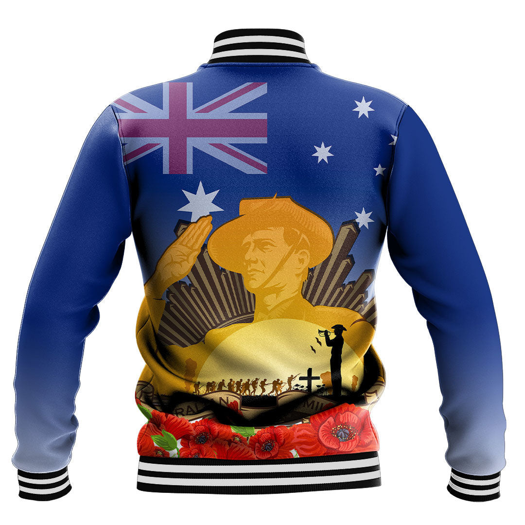 Vibe Hoodie Clothing - Australia ANZAC Day Soldier Salute Baseball Jacket - Vibe Hoodie Shop