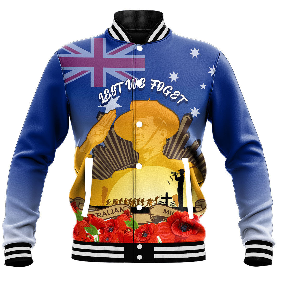 Vibe Hoodie Clothing - Australia ANZAC Day Soldier Salute Baseball Jacket - Vibe Hoodie Shop