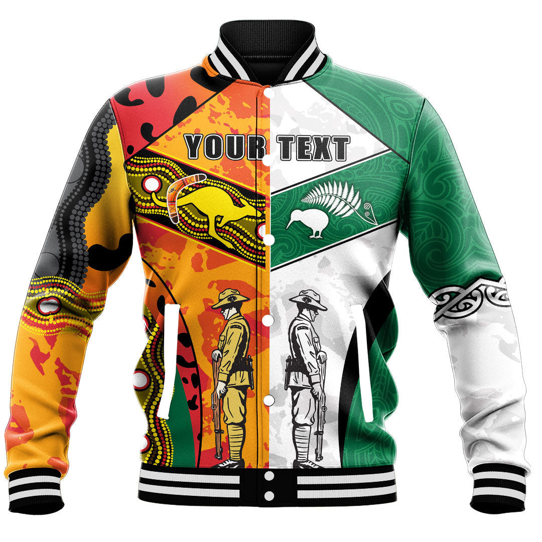 Vibe Hoodie Clothing - (Custom) ANZAC Day Australia - New Zealand Mix Baseball Jacket - Vibe Hoodie Shop