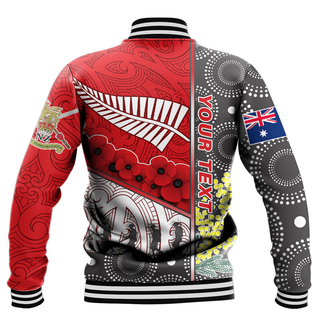 Vibe Hoodie Clothing - (Custom) Australia Indigenous and New Zealand Maori ANZAC (Red) Baseball Jacket - Vibe Hoodie Shop