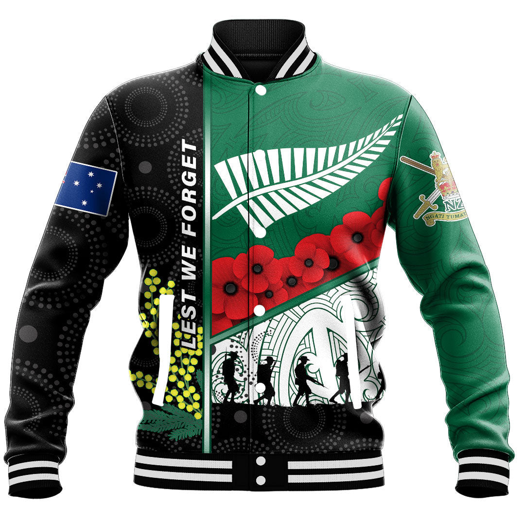 Vibe Hoodie Clothing - (Custom) Australia Indigenous and New Zealand Maori ANZAC Baseball Jacket - Vibe Hoodie Shop