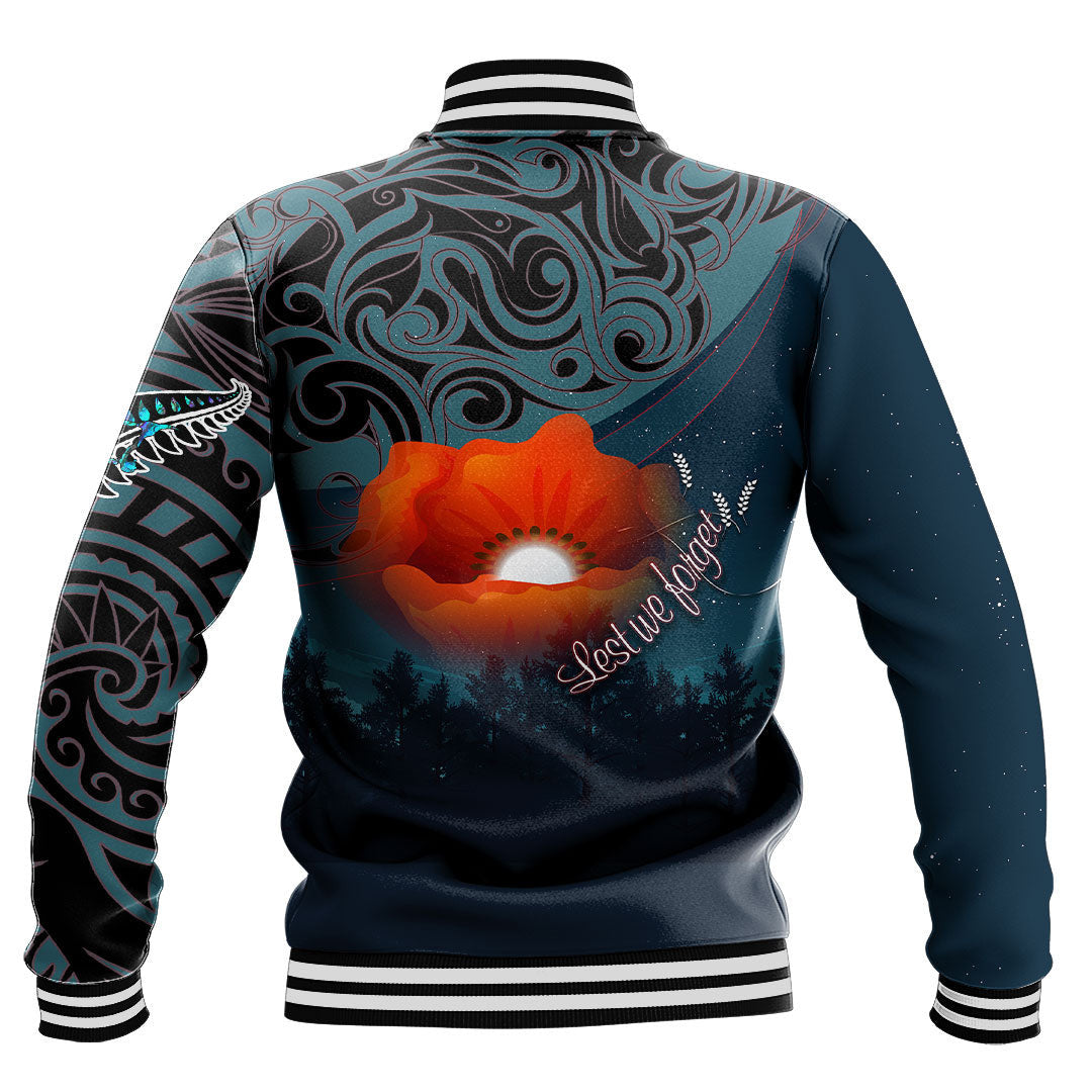 Vibe Hoodie Clothing - New Zealand Paua Silver Fern Poppy Baseball Jacket - Vibe Hoodie Shop