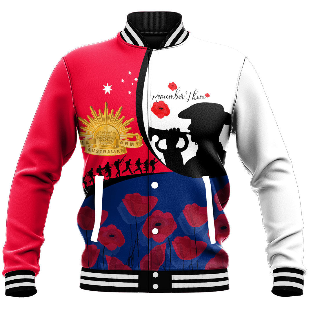 Vibe Hoodie Clothing - Australia ANZAC Day Soldier Blowing Trumpet Baseball Jacket - Vibe Hoodie Shop