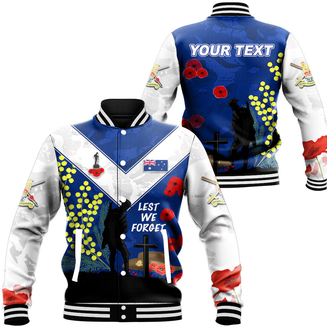 Vibe Hoodie Clothing - (Custom) Australia ANZAC Lest We Forget 2022 Baseball Jacket - Vibe Hoodie Shop