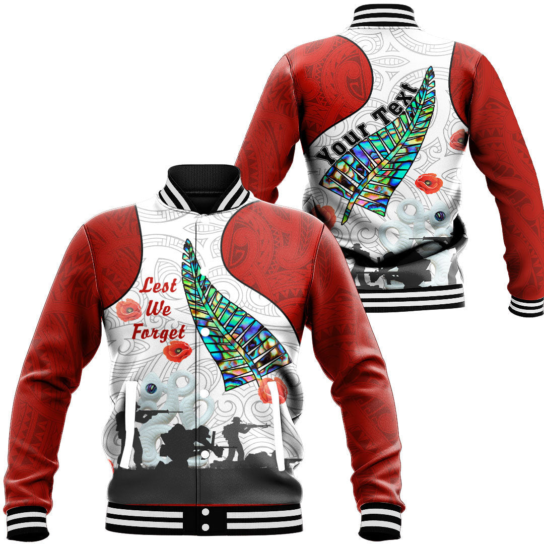 Vibe Hoodie Clothing - (Custom) New Zealand ANZAC Fern and Maori Baseball Jacket - Vibe Hoodie Shop