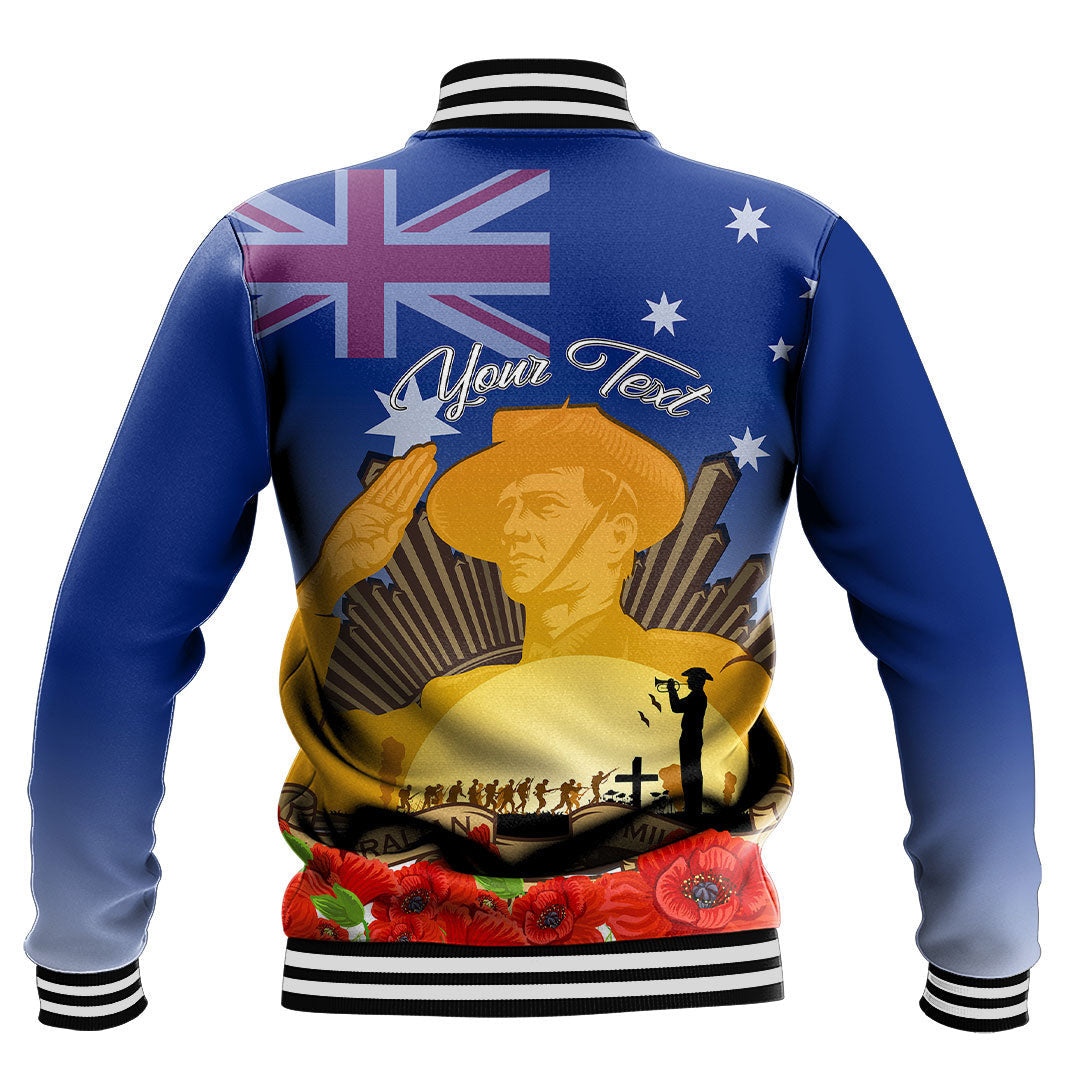 Vibe Hoodie Clothing - (Custom) Australia ANZAC Day Soldier Salute Baseball Jacket - Vibe Hoodie Shop