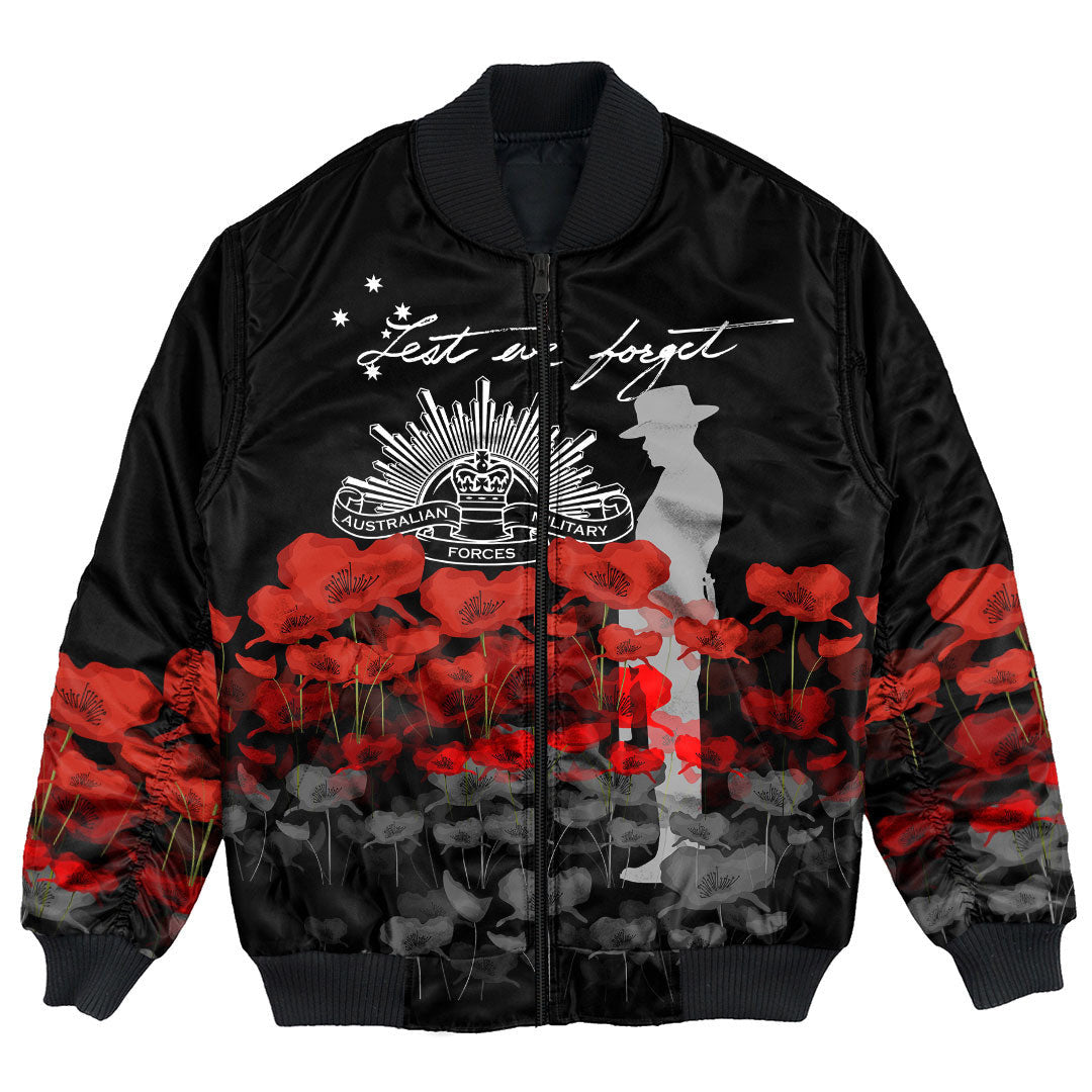 Vibe Hoodie Clothing - (Custom) Australian Military Forces ANZAC Day Lest We Forget Bomber Jacket - Vibe Hoodie Shop