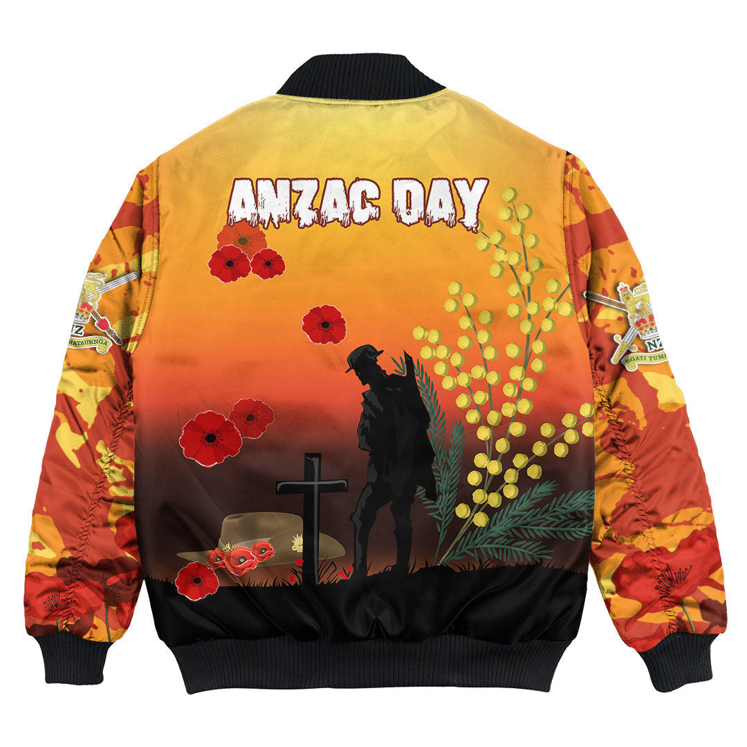 Vibe Hoodie Clothing - Australia ANZAC Lest We Forget 2022 - Orange Bomber Jacket - Vibe Hoodie Shop