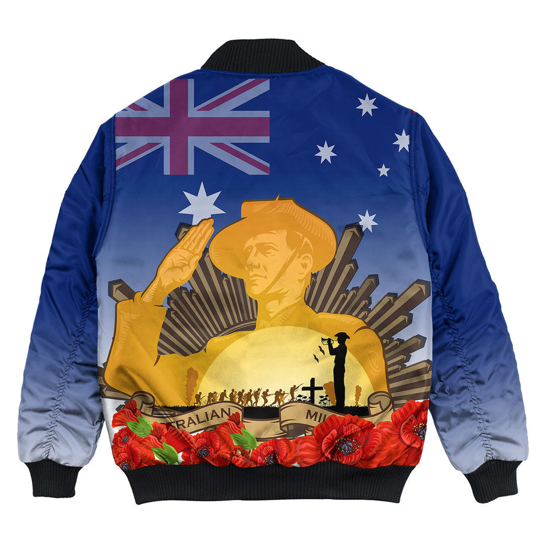 Vibe Hoodie Clothing - Australia ANZAC Day Soldier Salute Bomber Jacket - Vibe Hoodie Shop