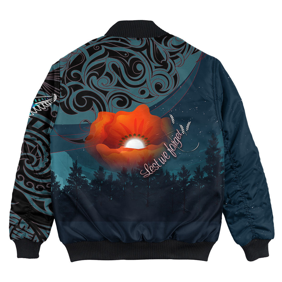 Vibe Hoodie Clothing - New Zealand Paua Silver Fern Poppy Bomber Jacket - Vibe Hoodie Shop