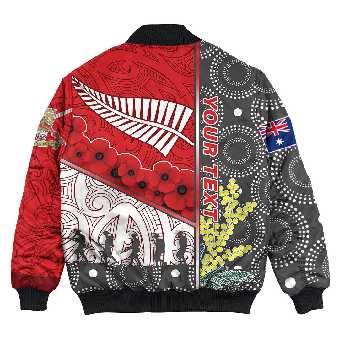 Vibe Hoodie Clothing - (Custom) Australia Indigenous and New Zealand Maori ANZAC (Red) Bomber Jacket - Vibe Hoodie Shop