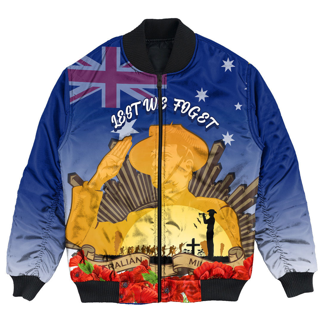 Vibe Hoodie Clothing - (Custom) Australia ANZAC Day Soldier Salute Bomber Jacket - Vibe Hoodie Shop