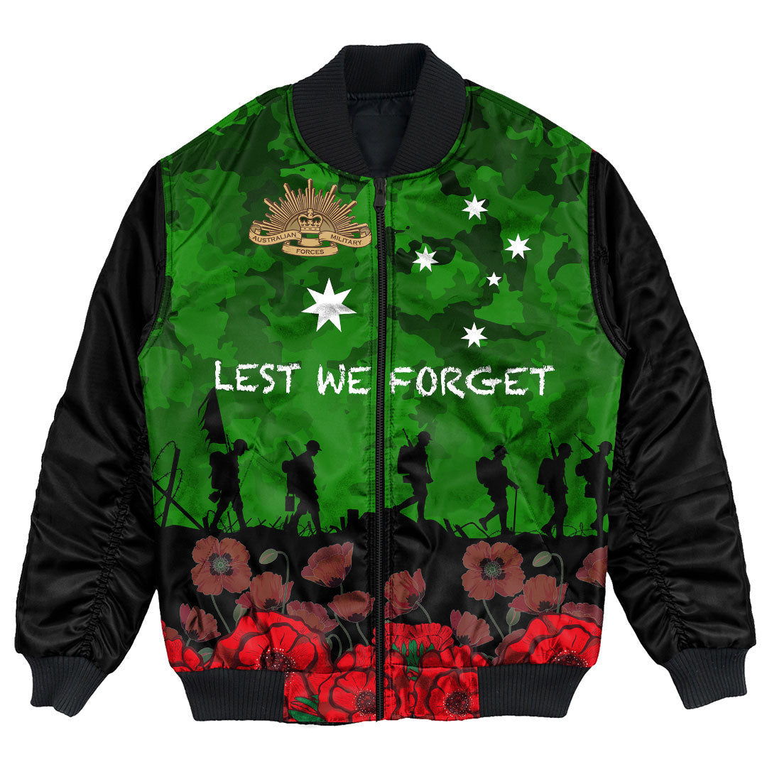 Vibe Hoodie Clothing - Australia ANZAC Day Camouflage and Poppy Bomber Jacket - Vibe Hoodie Shop