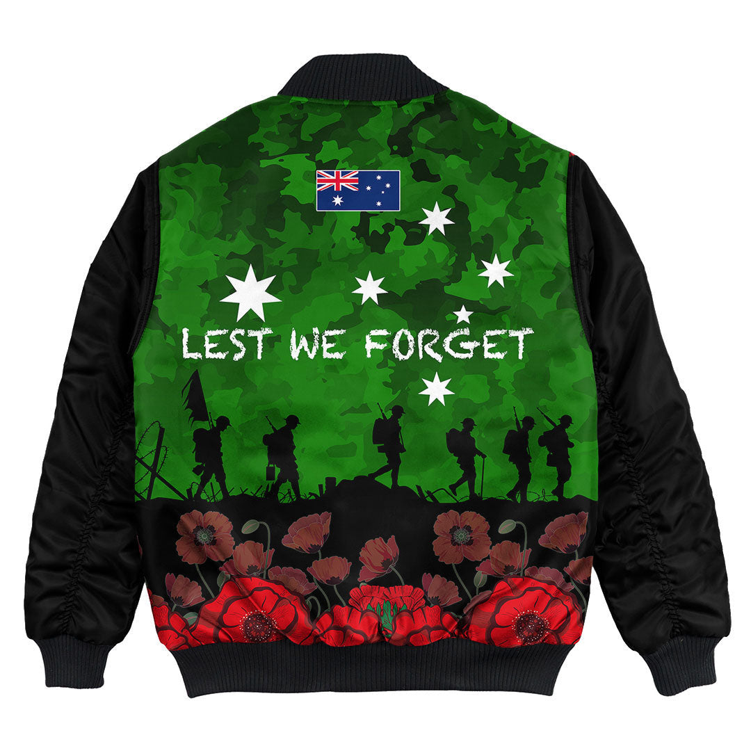 Vibe Hoodie Clothing - Australia ANZAC Day Camouflage and Poppy Bomber Jacket - Vibe Hoodie Shop