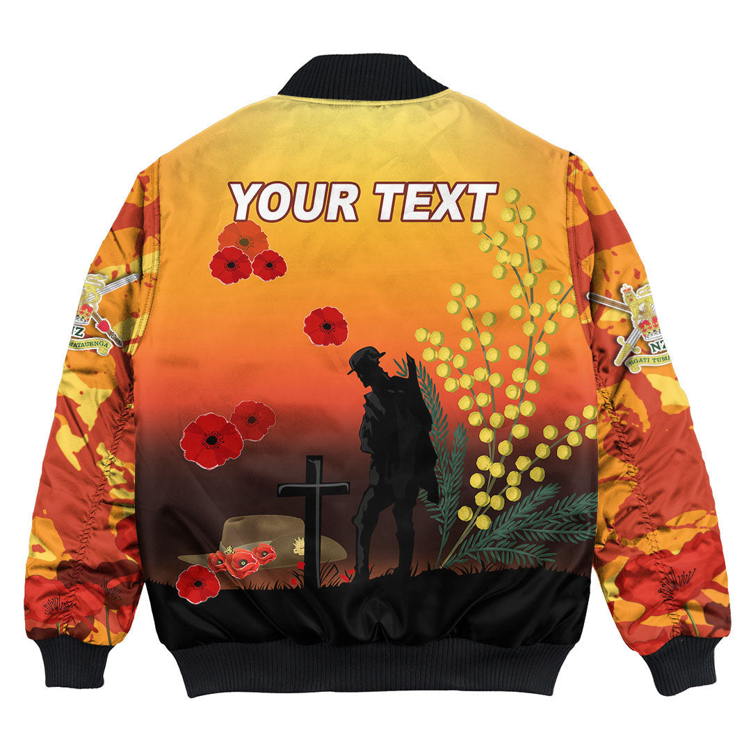 Vibe Hoodie Clothing - (Custom) Australia ANZAC Lest We Forget 2022 - Orange Bomber Jacket - Vibe Hoodie Shop