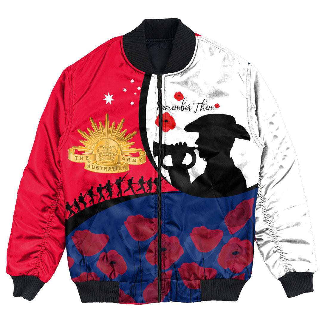 Vibe Hoodie Clothing - Australia ANZAC Day Soldier Blowing Trumpet Bomber Jacket - Vibe Hoodie Shop