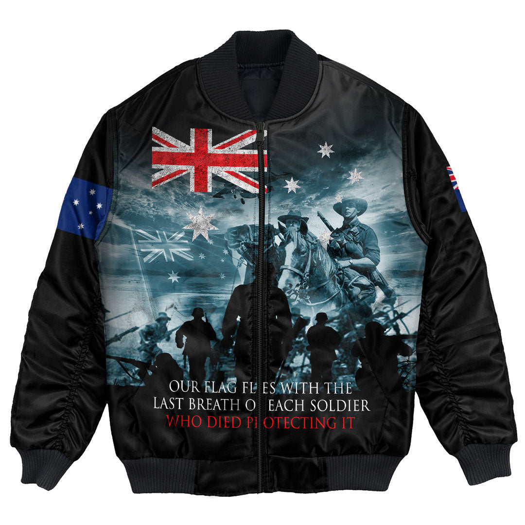 Vibe Hoodie Clothing - Australia ANZAC Day Soldier Remembrance Bomber Jacket - Vibe Hoodie Shop