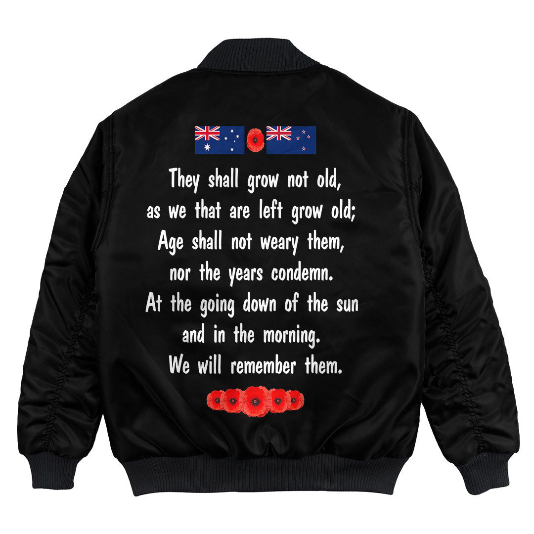 Vibe Hoodie Clothing - ANZAC Day Remember Australia and New Zealand Bomber Jacket - Vibe Hoodie Shop