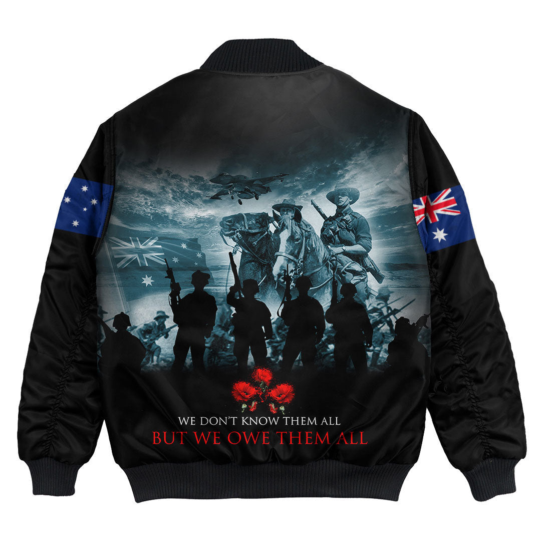 Vibe Hoodie Clothing - Australia ANZAC Day Soldier Remembrance Bomber Jacket - Vibe Hoodie Shop