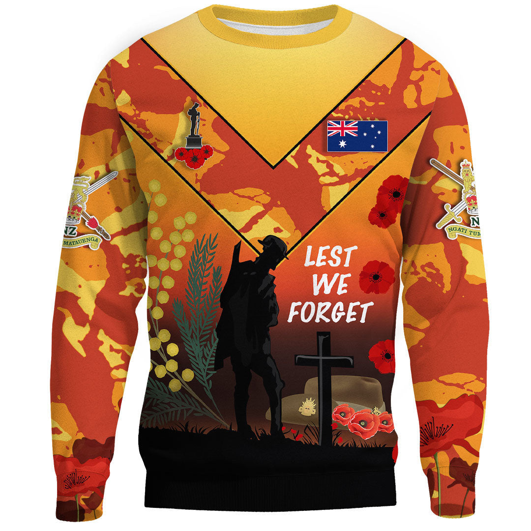 Vibe Hoodie Clothing - (Custom) Australia ANZAC Lest We Forget 2022 - Orange.Sweatshirt - Vibe Hoodie Shop