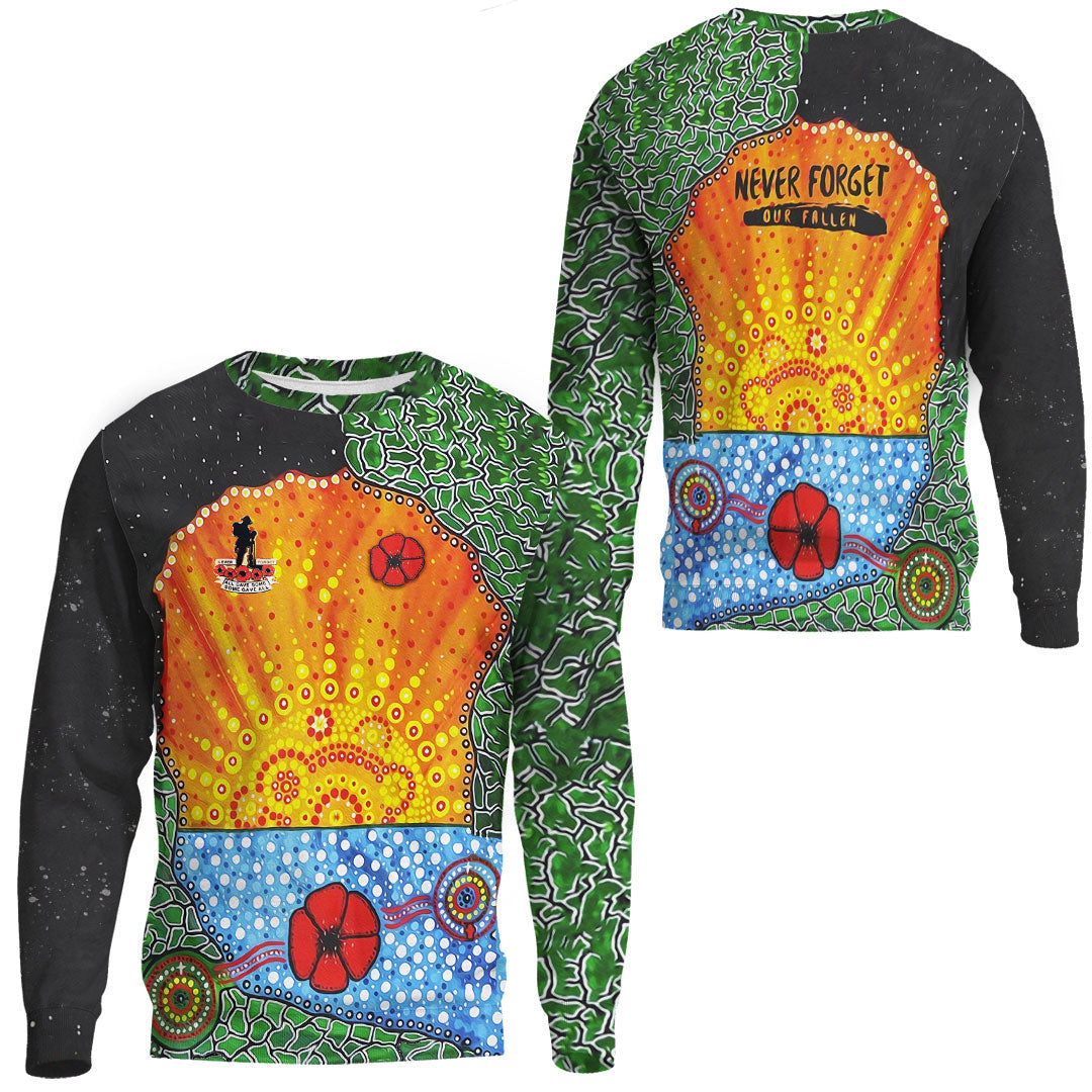 Vibe Hoodie Clothing - Aboriginal Australian ANZAC Day Lest We Forget Poppy.Sweatshirt - Vibe Hoodie Shop