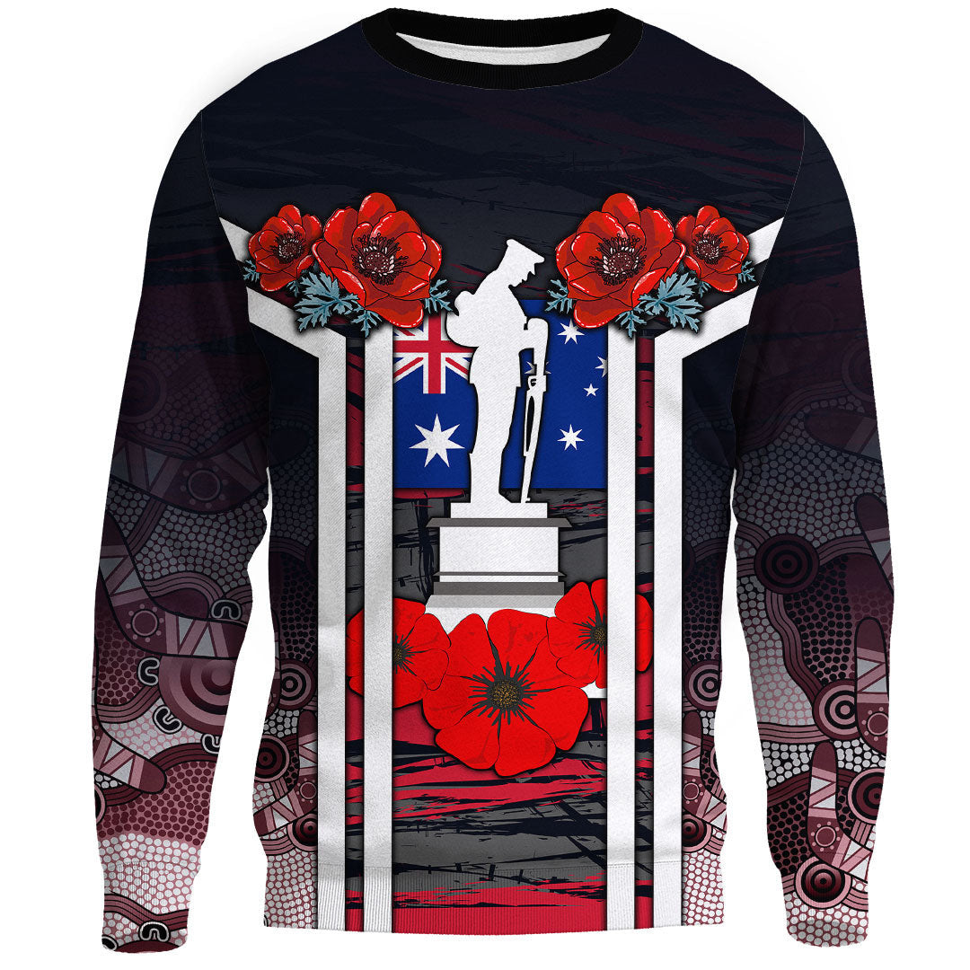 Vibe Hoodie Clothing - Australia ANZAC Day Poppy Aboriginal Pattern.Sweatshirt - Vibe Hoodie Shop