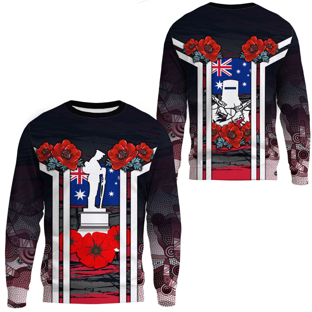 Vibe Hoodie Clothing - Australia ANZAC Day Poppy Aboriginal Pattern.Sweatshirt - Vibe Hoodie Shop