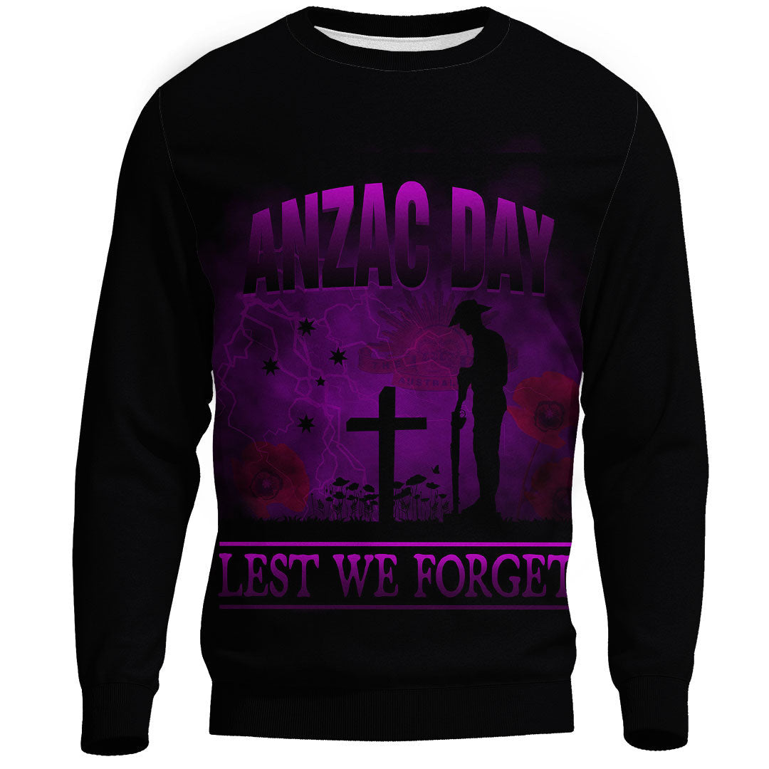 Vibe Hoodie Clothing - ANZAC Day Remember Australia and New Zealand Purple.Sweatshirt - Vibe Hoodie Shop