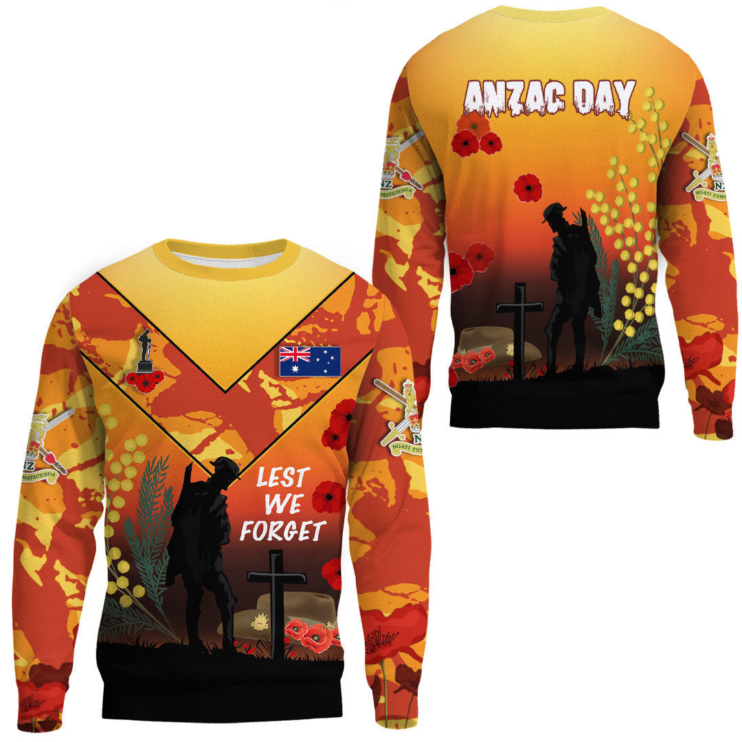 Vibe Hoodie Clothing - Australia ANZAC Lest We Forget 2022 - Orange.Sweatshirt - Vibe Hoodie Shop